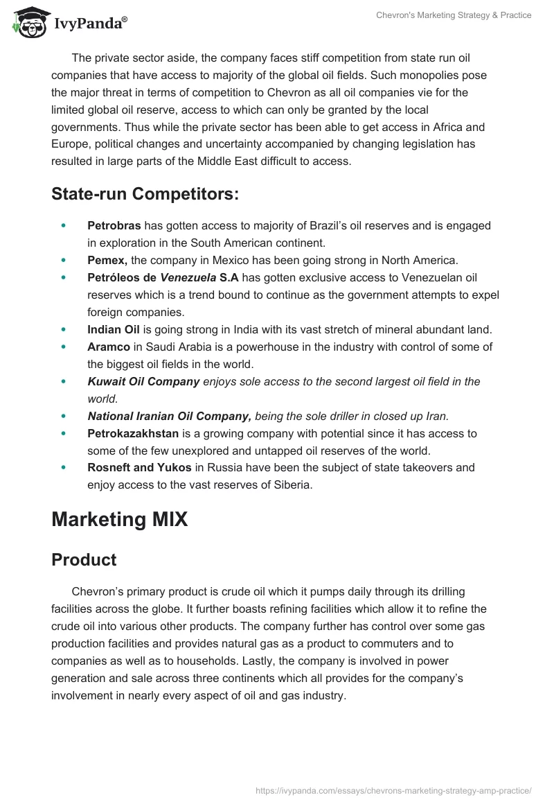 Chevron's Marketing Strategy & Practice. Page 3