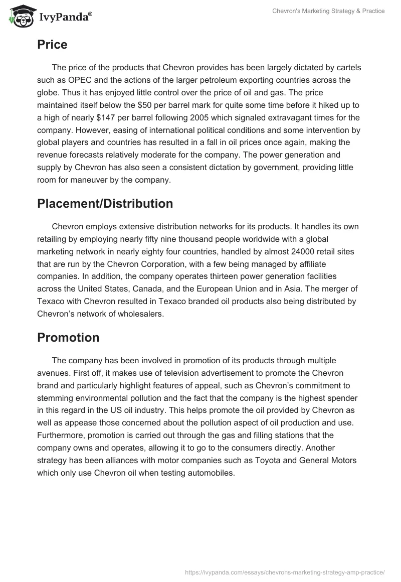 Chevron's Marketing Strategy & Practice. Page 4