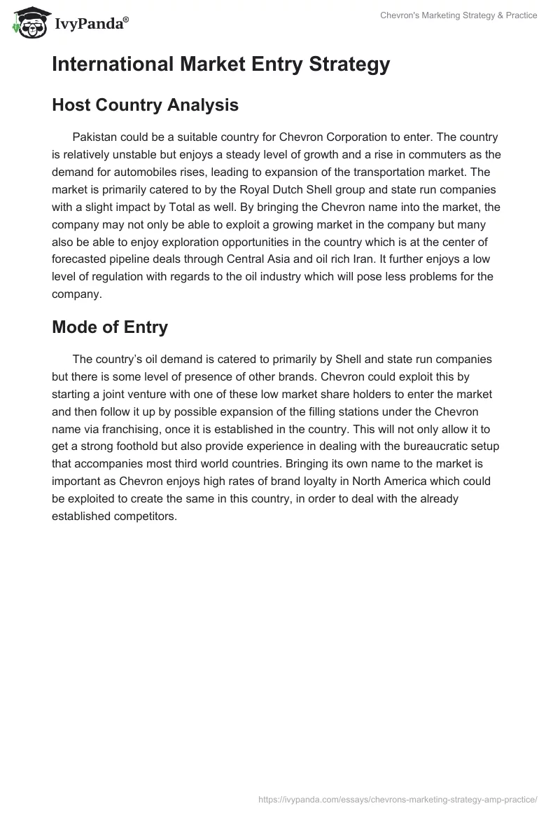 Chevron's Marketing Strategy & Practice. Page 5