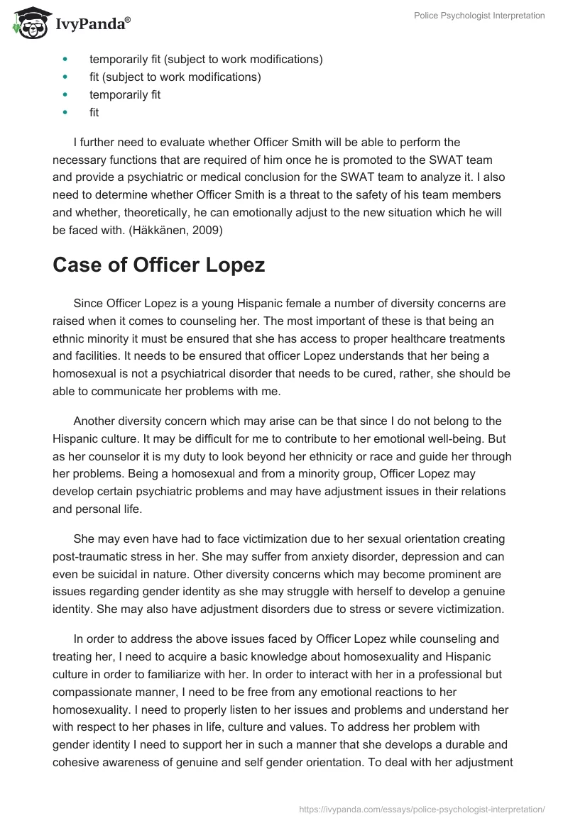 Police Psychologist Interpretation. Page 5