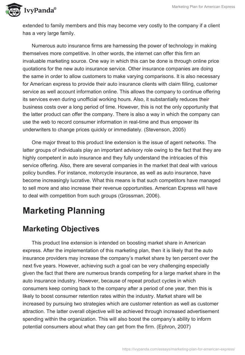 Marketing Plan for American Express. Page 4