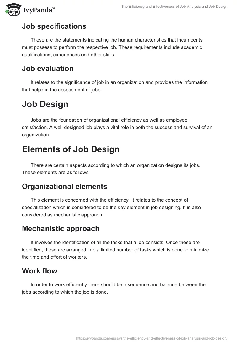 The Efficiency and Effectiveness of Job Analysis and Job Design. Page 3