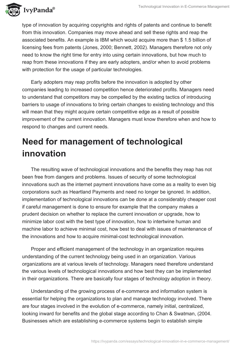Technological Innovation in E-Commerce Management. Page 3