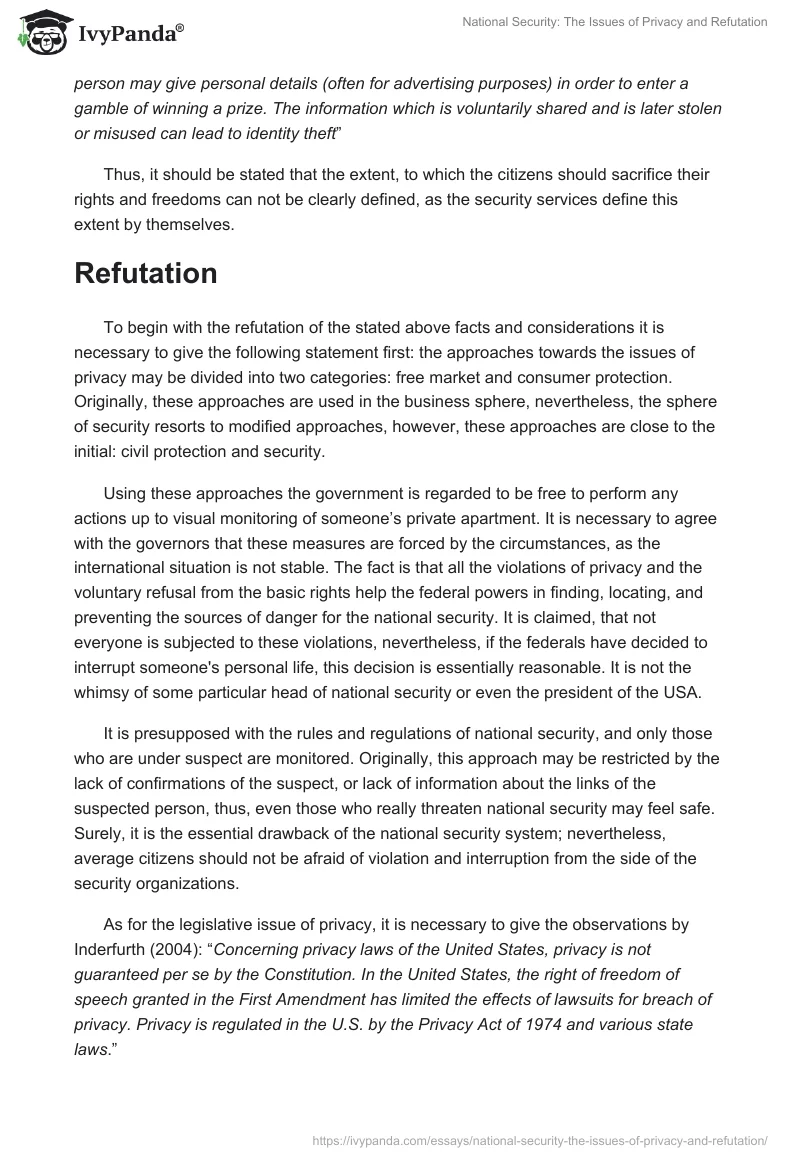 National Security: The Issues of Privacy and Refutation. Page 3