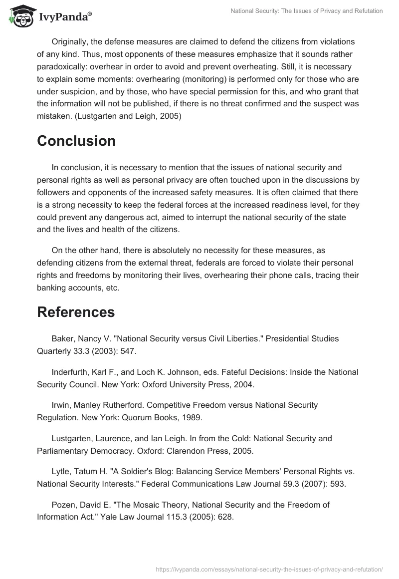 National Security: The Issues of Privacy and Refutation. Page 4