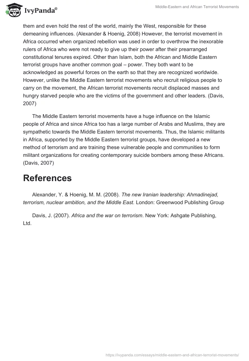 Middle-Eastern and African Terrorist Movements. Page 2