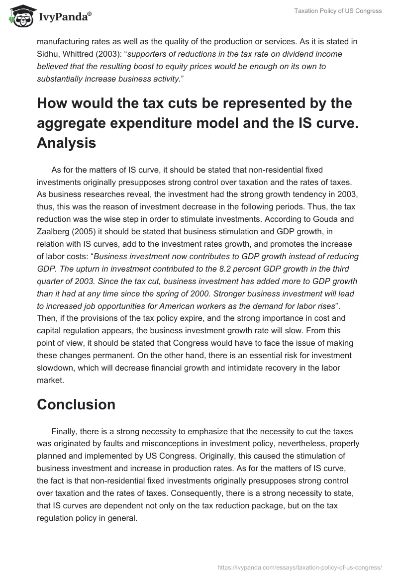 Taxation Policy of US Congress. Page 2