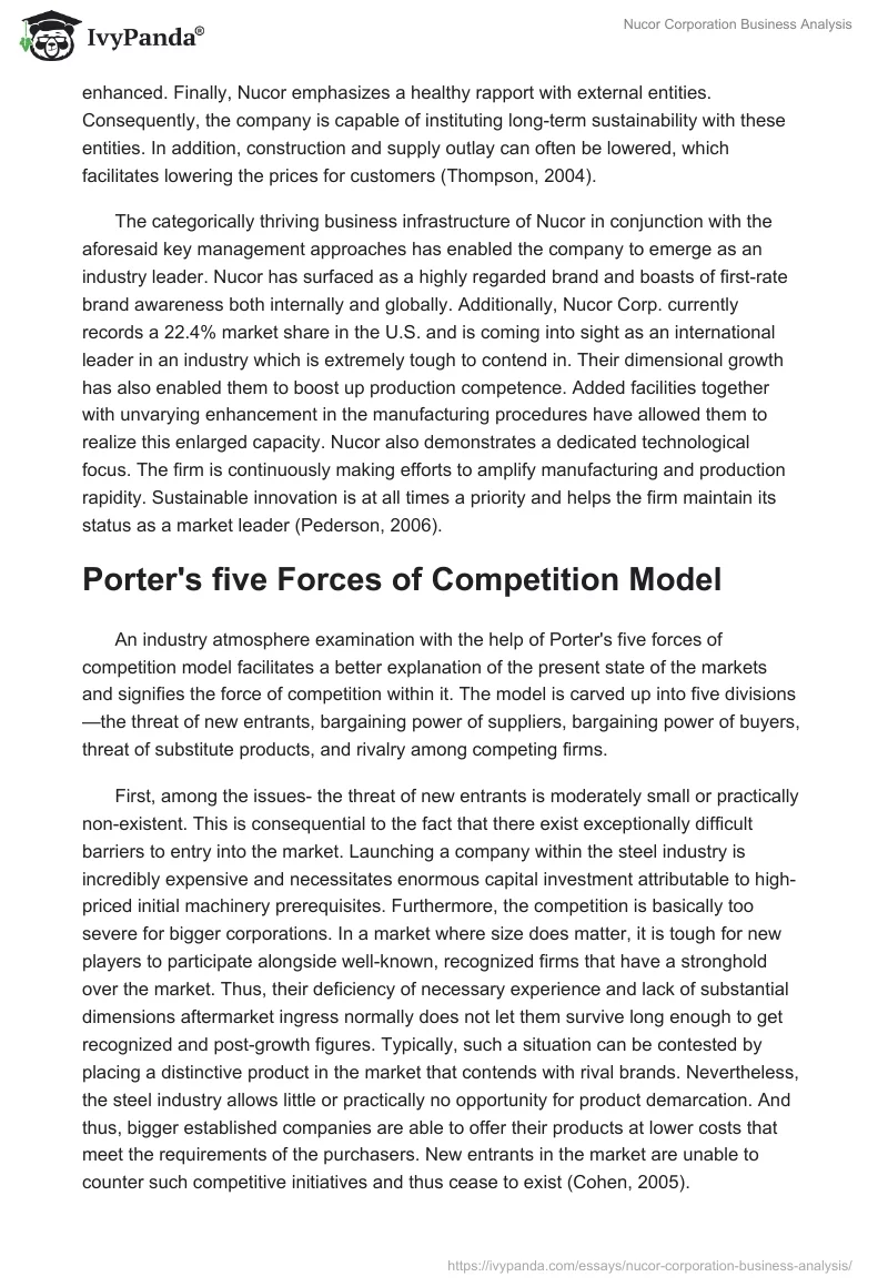 Nucor Corporation Business Analysis. Page 3