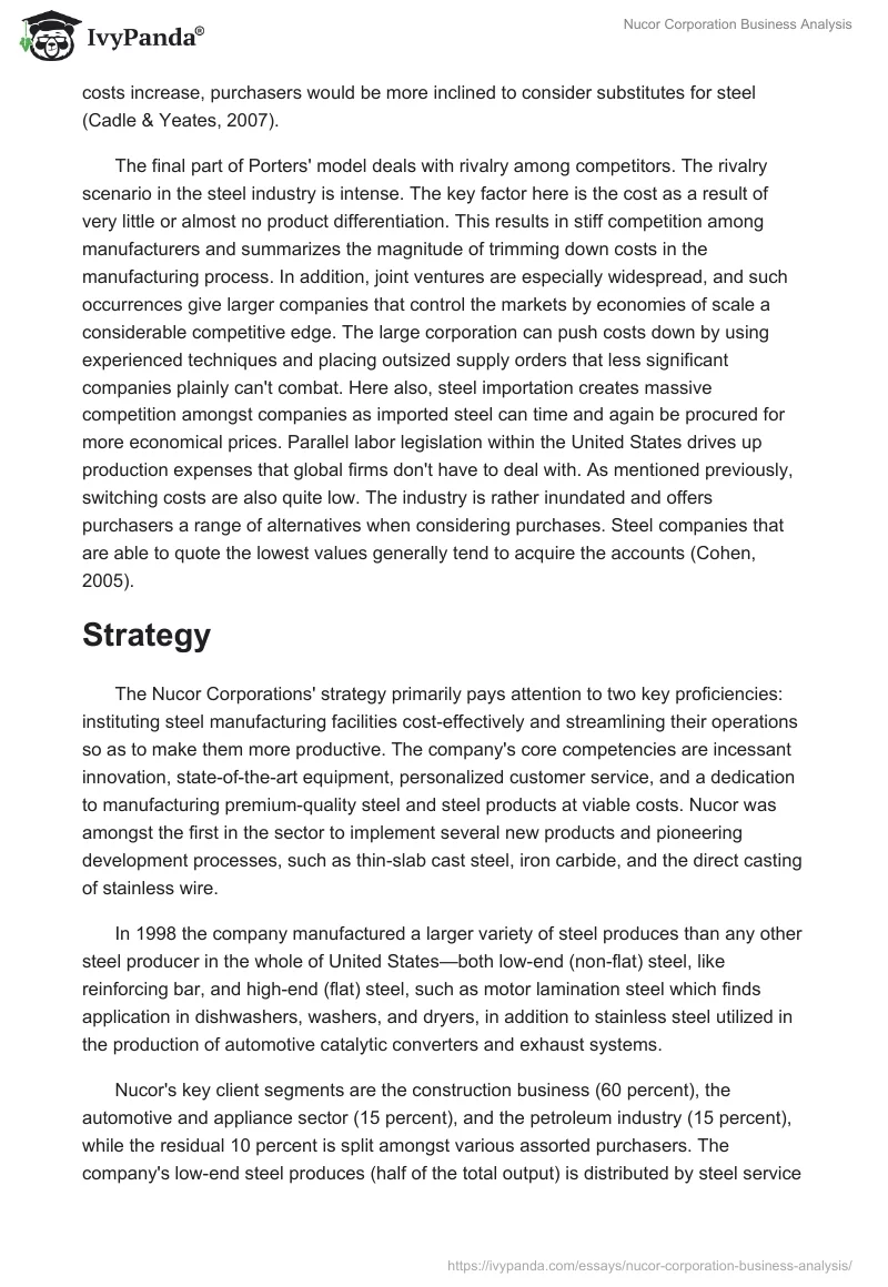 Nucor Corporation Business Analysis. Page 5