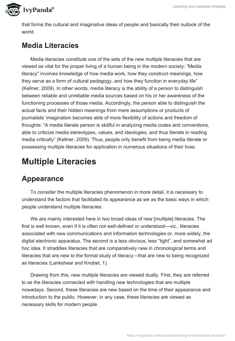 Learning and Literacies Analysis. Page 3