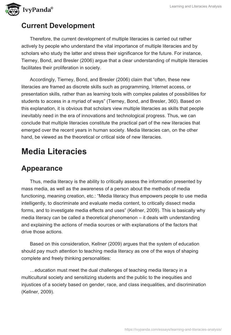 Learning and Literacies Analysis. Page 4