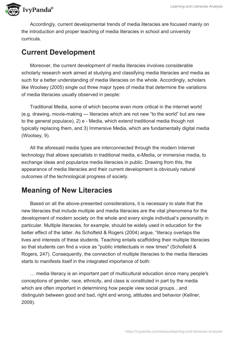 Learning and Literacies Analysis. Page 5