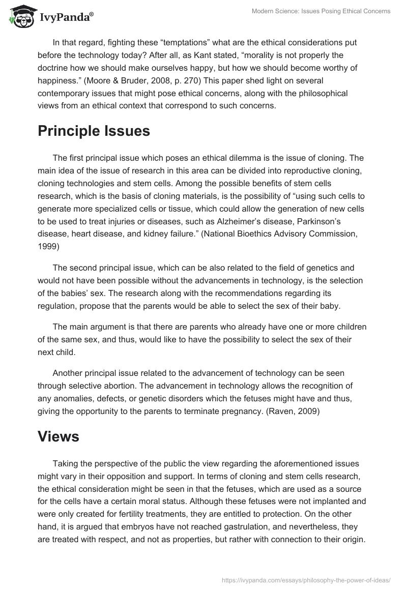 Modern Science: Issues Posing Ethical Concerns. Page 2