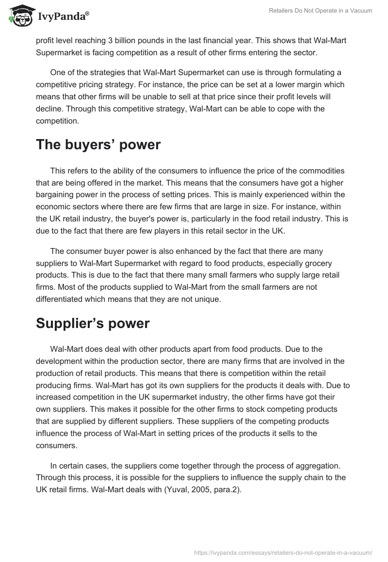 Retailers Do Not Operate in a Vacuum. Page 2