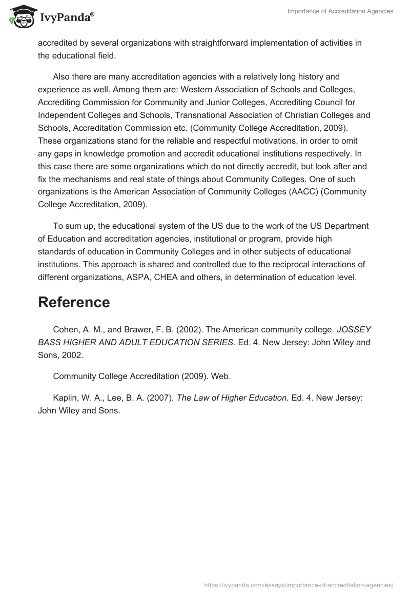 Importance of Accreditation Agencies. Page 2