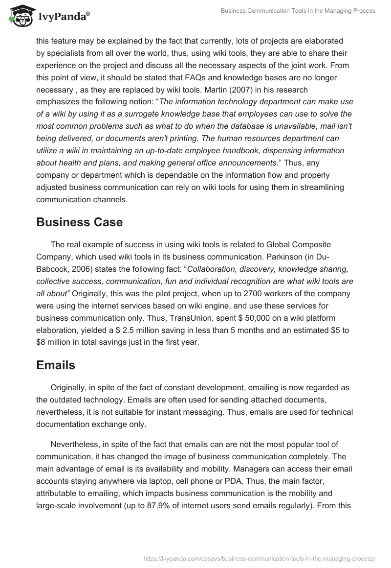 Business Communication Tools in the Managing Process. Page 2