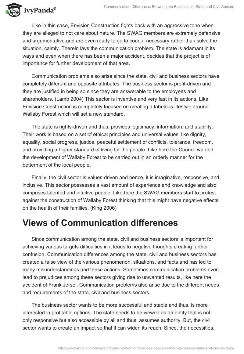 Communication Differences Between the Businesses, State and Civil Sectors. Page 2