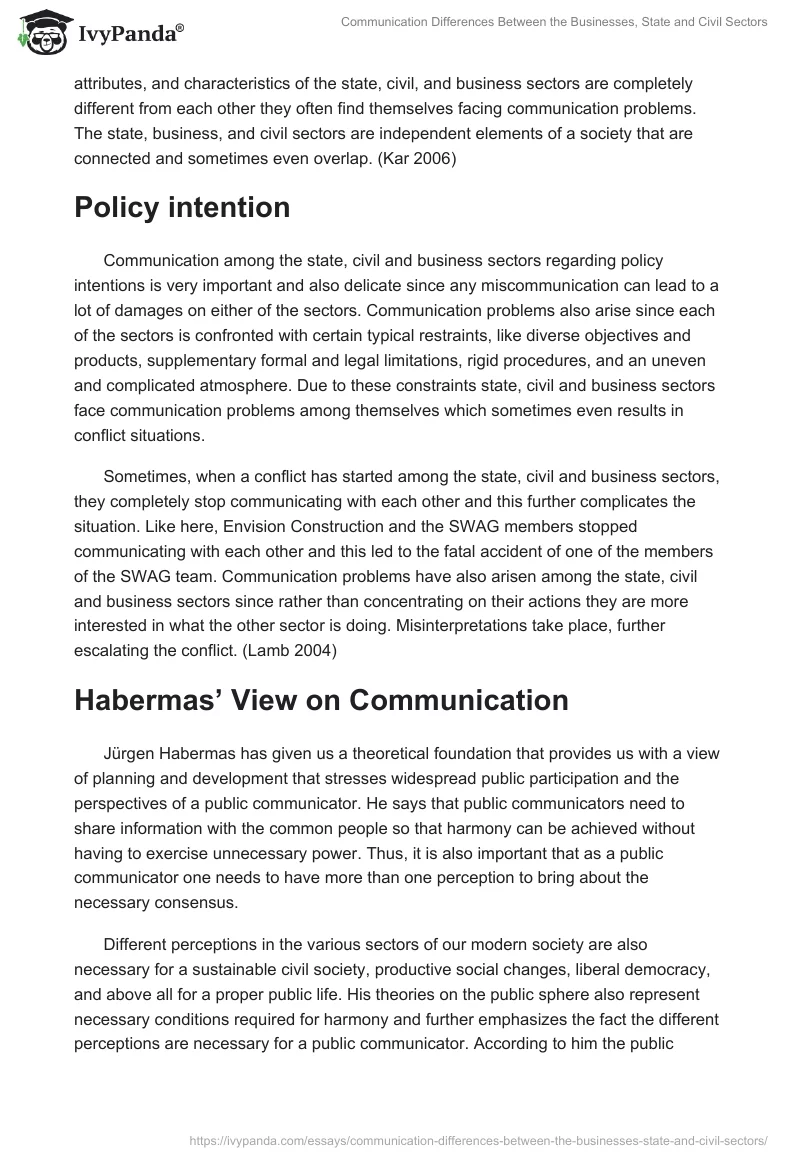 Communication Differences Between the Businesses, State and Civil Sectors. Page 3