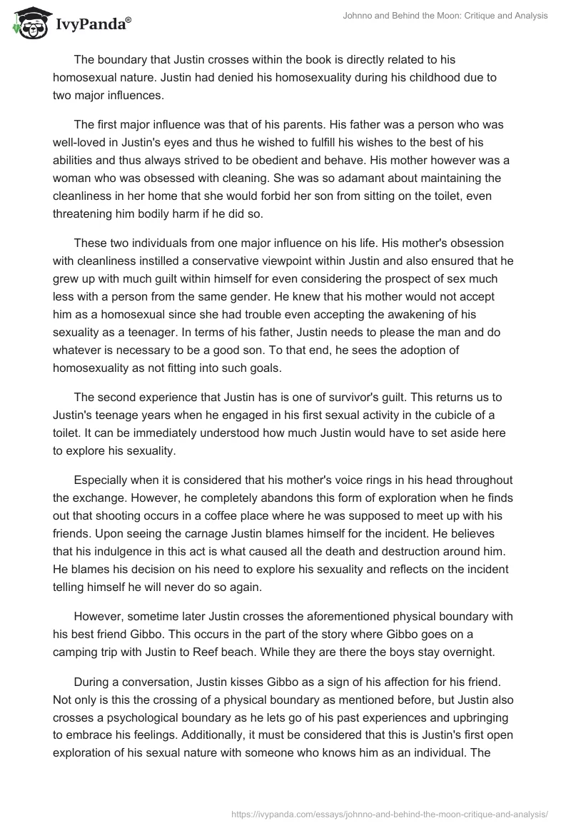 Johnno and Behind the Moon: Critique and Analysis. Page 2