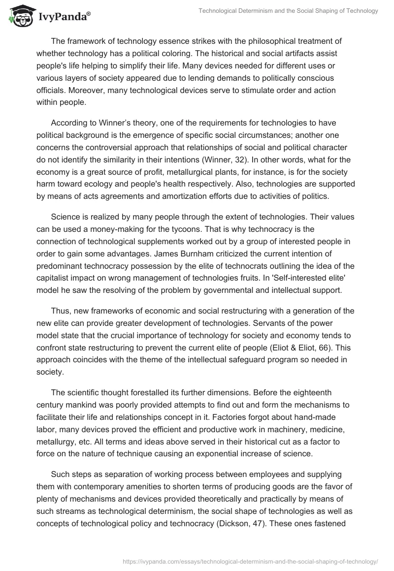 Technological Determinism and the Social Shaping of Technology. Page 2