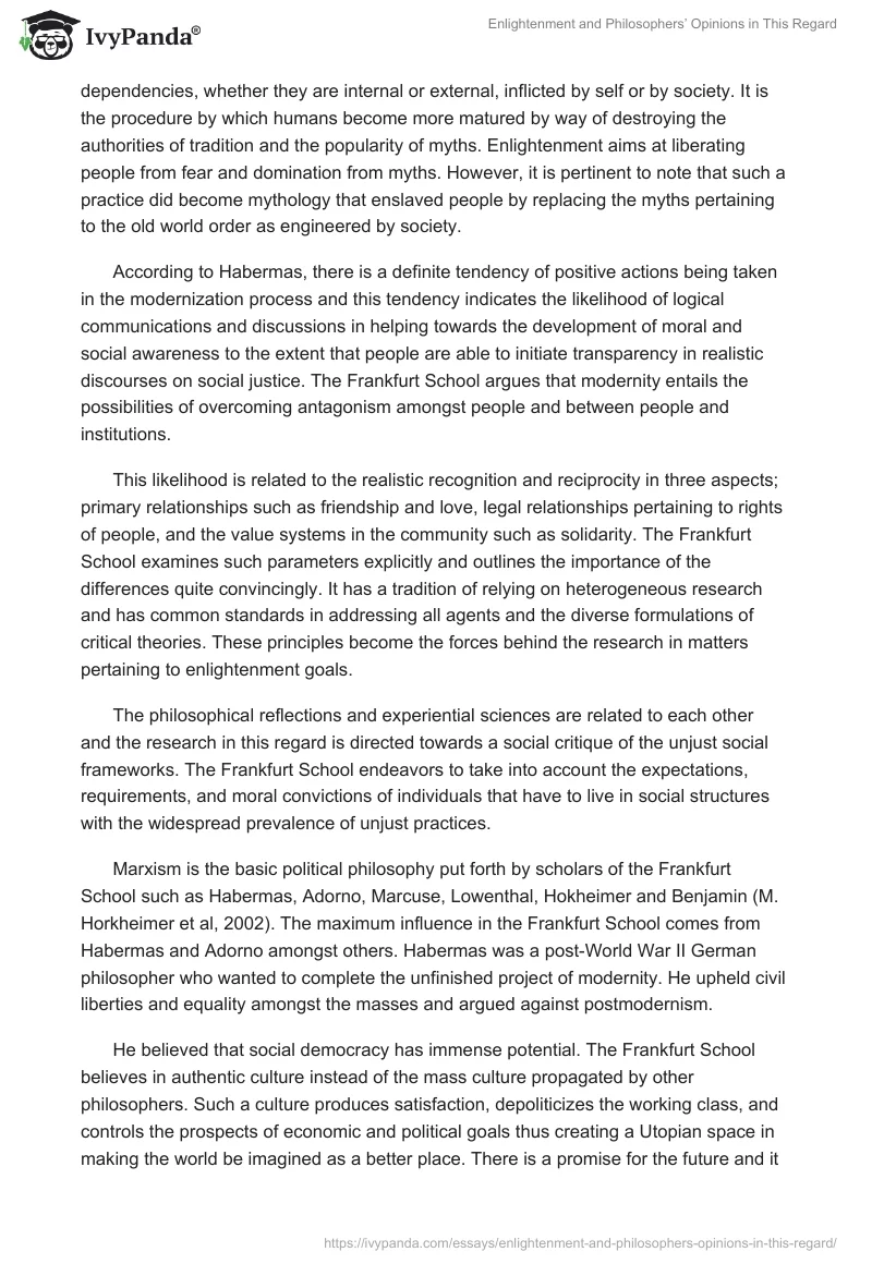 Enlightenment and Philosophers’ Opinions in This Regard. Page 3