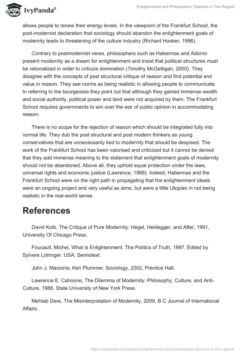 Enlightenment and Philosophers’ Opinions in This Regard. Page 4