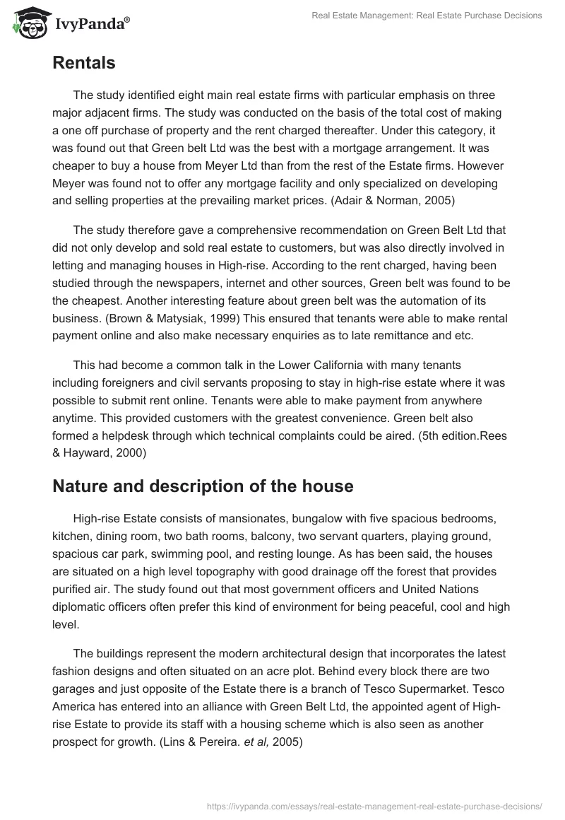 Real Estate Management: Real Estate Purchase Decisions. Page 4
