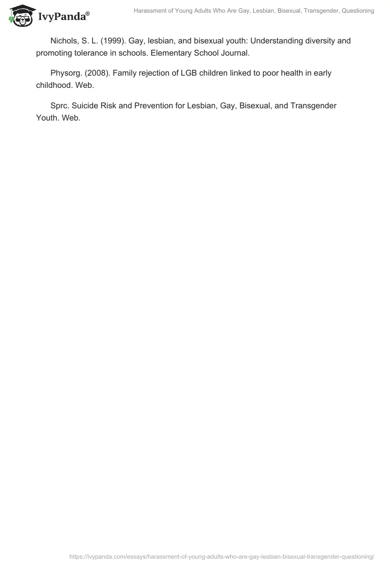 Harassment of Young Adults Who Are Gay, Lesbian, Bisexual, Transgender, Questioning. Page 4