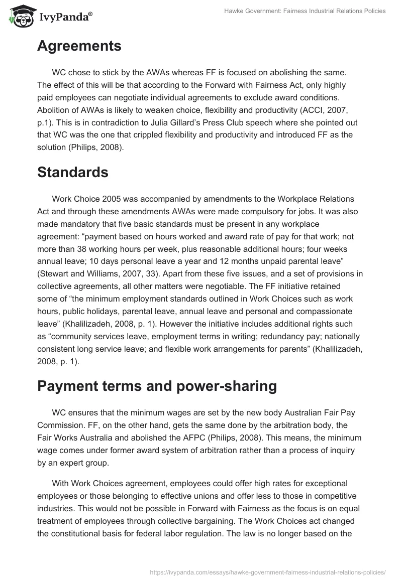 Hawke Government: Fairness Industrial Relations Policies. Page 3