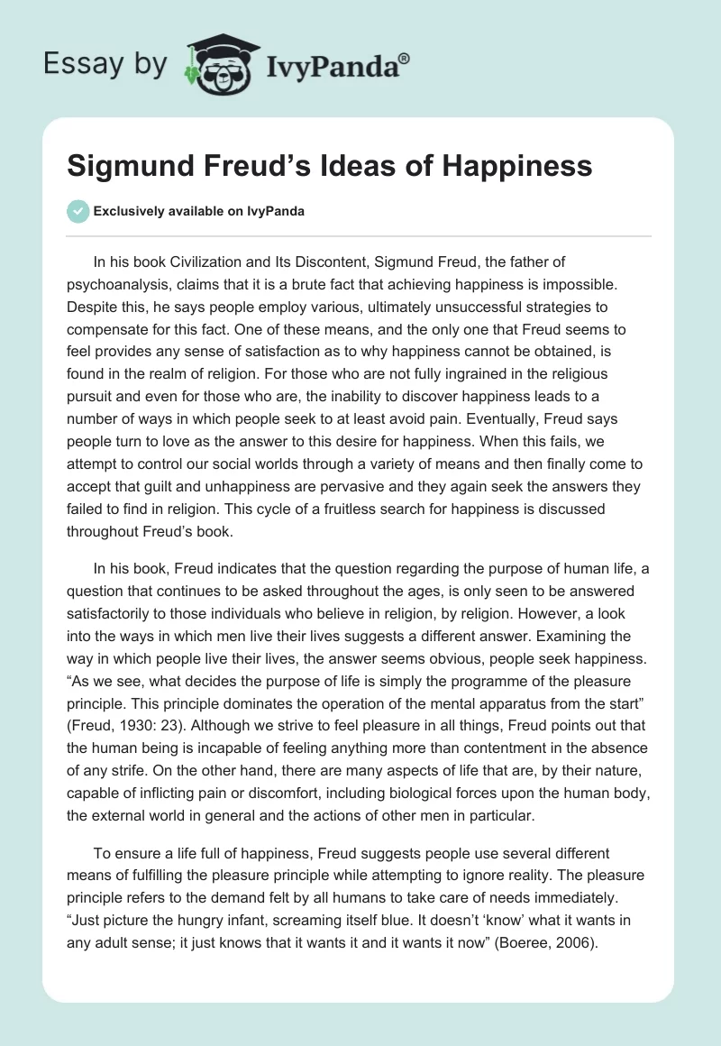 Sigmund Freud’s Ideas of Happiness. Page 1