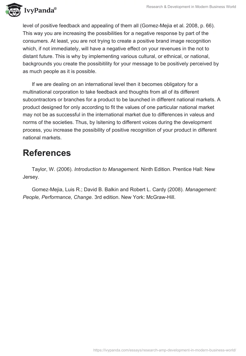 Research & Development in Modern Business World. Page 2