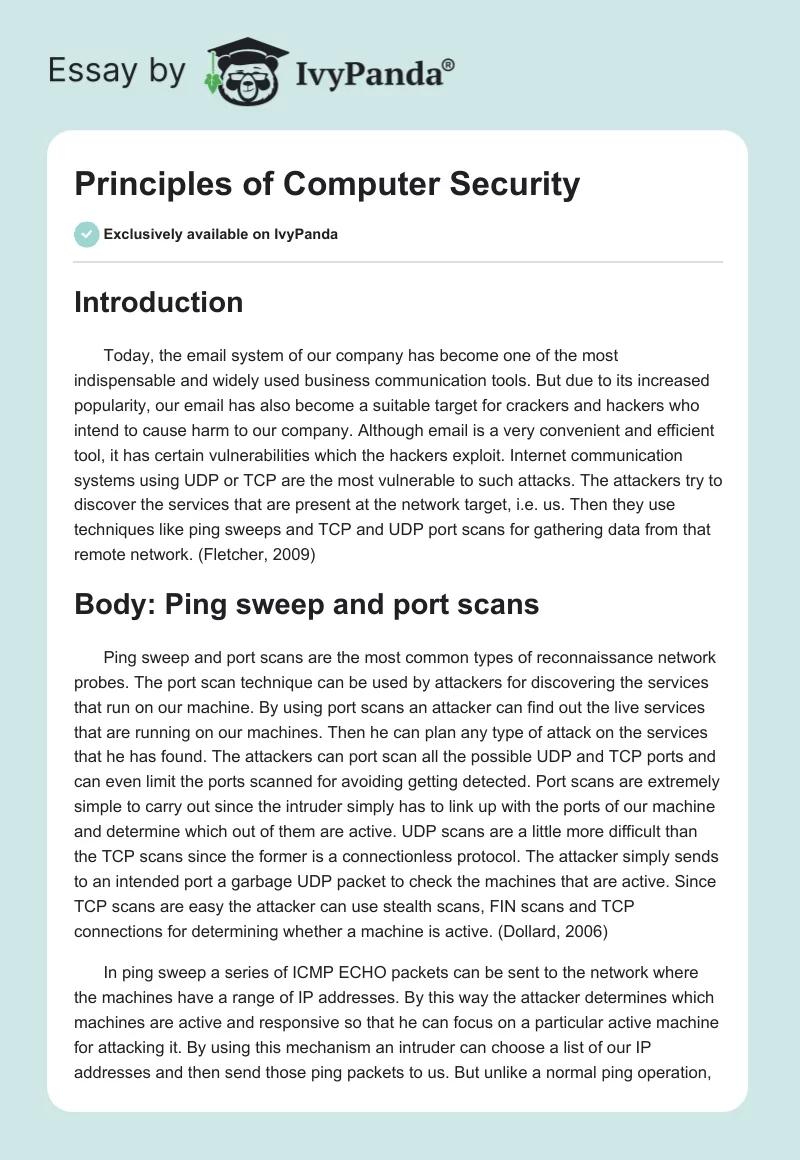 Principles of Computer Security. Page 1