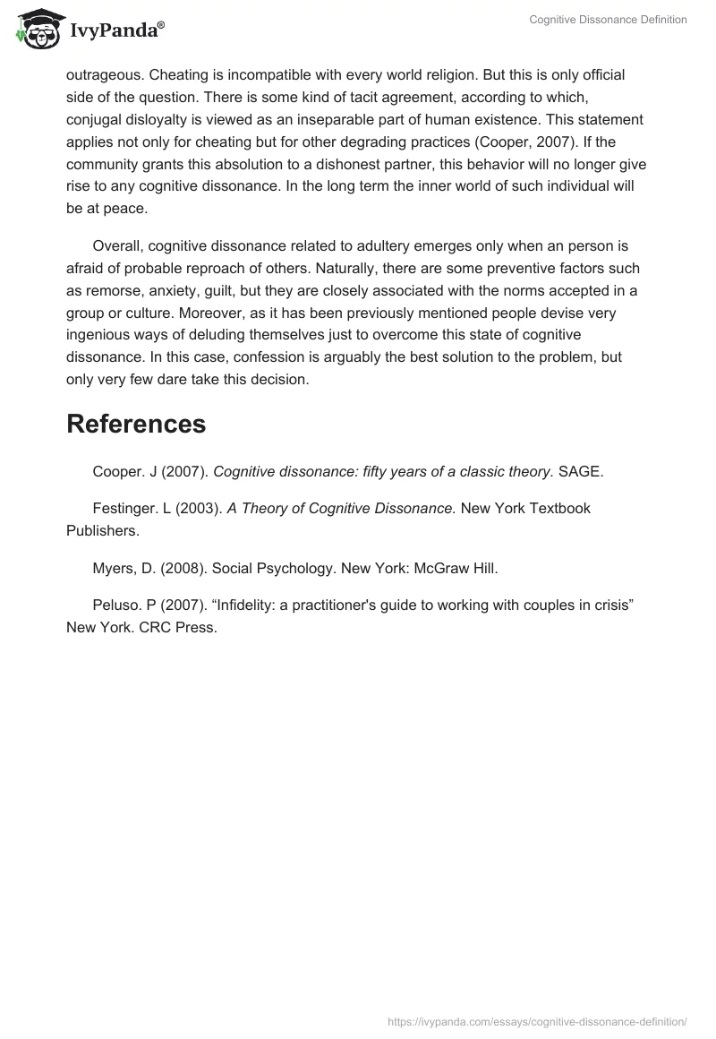 Cognitive Dissonance Definition. Page 2