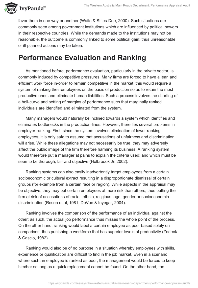 The Western Australia Main Roads Department: Performance Appraisal Audit. Page 5