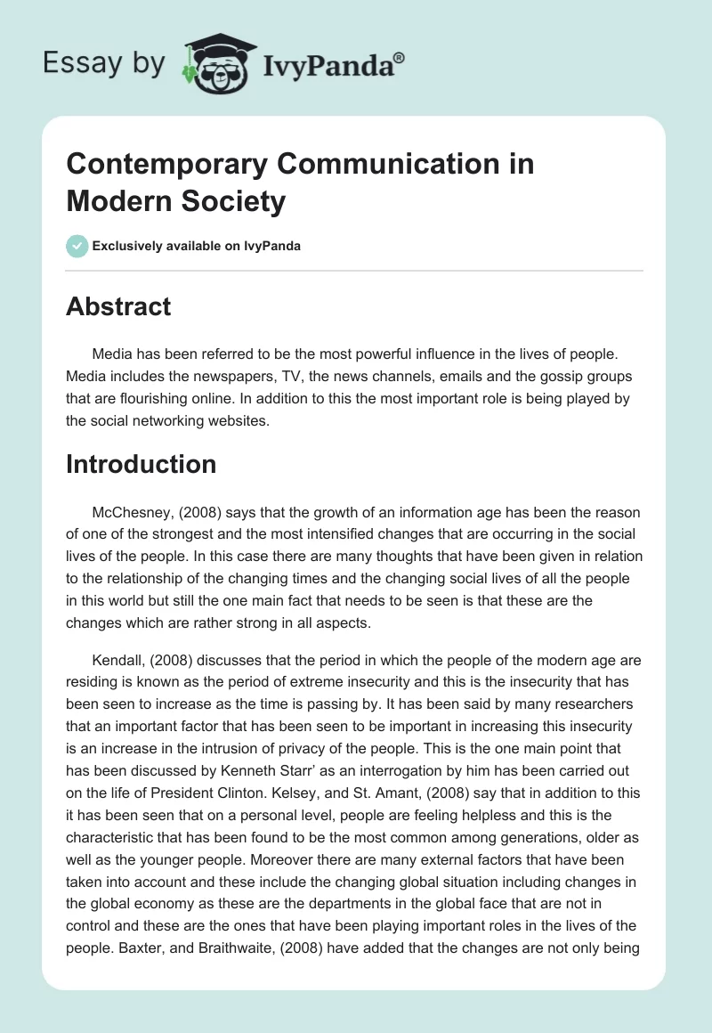 Contemporary Communication in Modern Society. Page 1