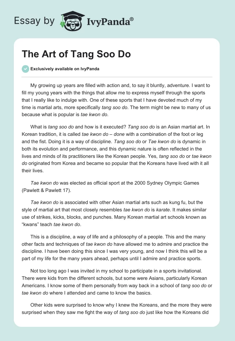 The Art of Tang Soo Do. Page 1