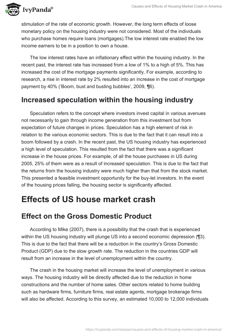 Causes and Effects of Housing Market Crash in America. Page 3