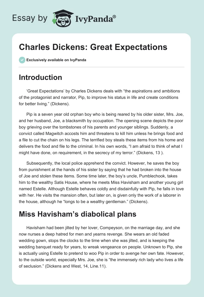 Charles Dickens: "Great Expectations". Page 1