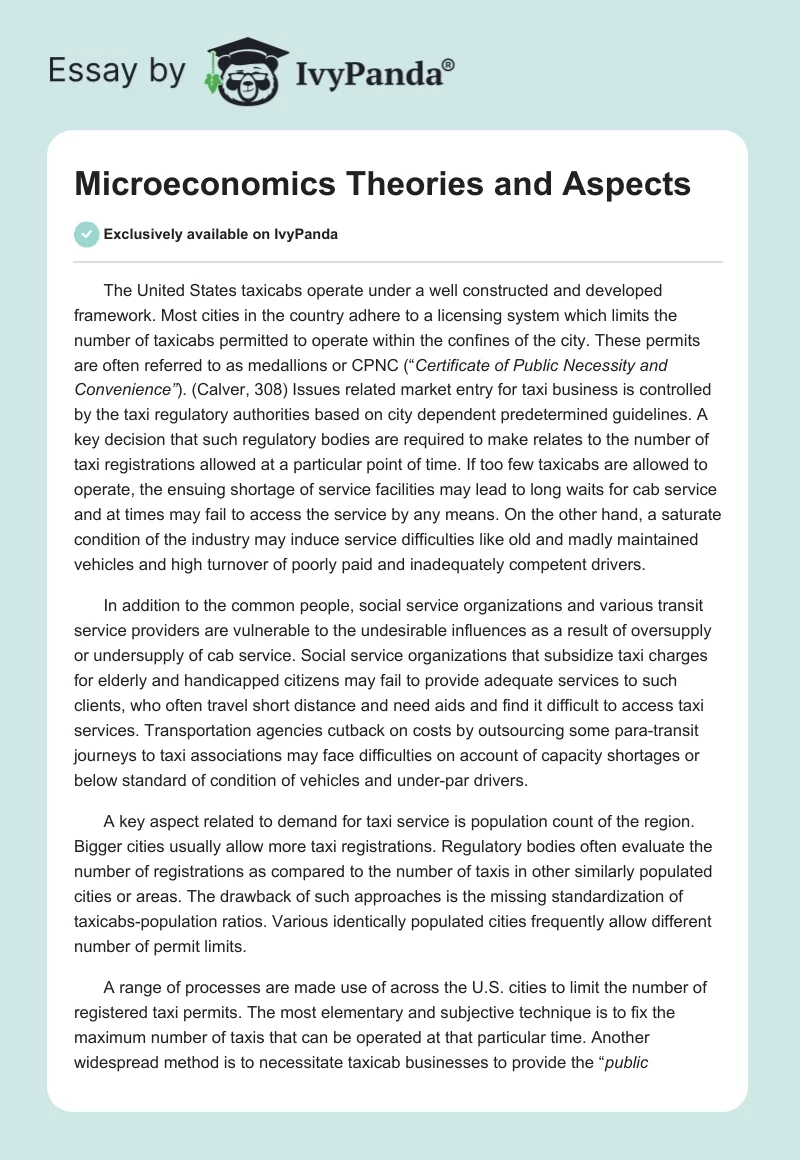 Microeconomics Theories and Aspects. Page 1