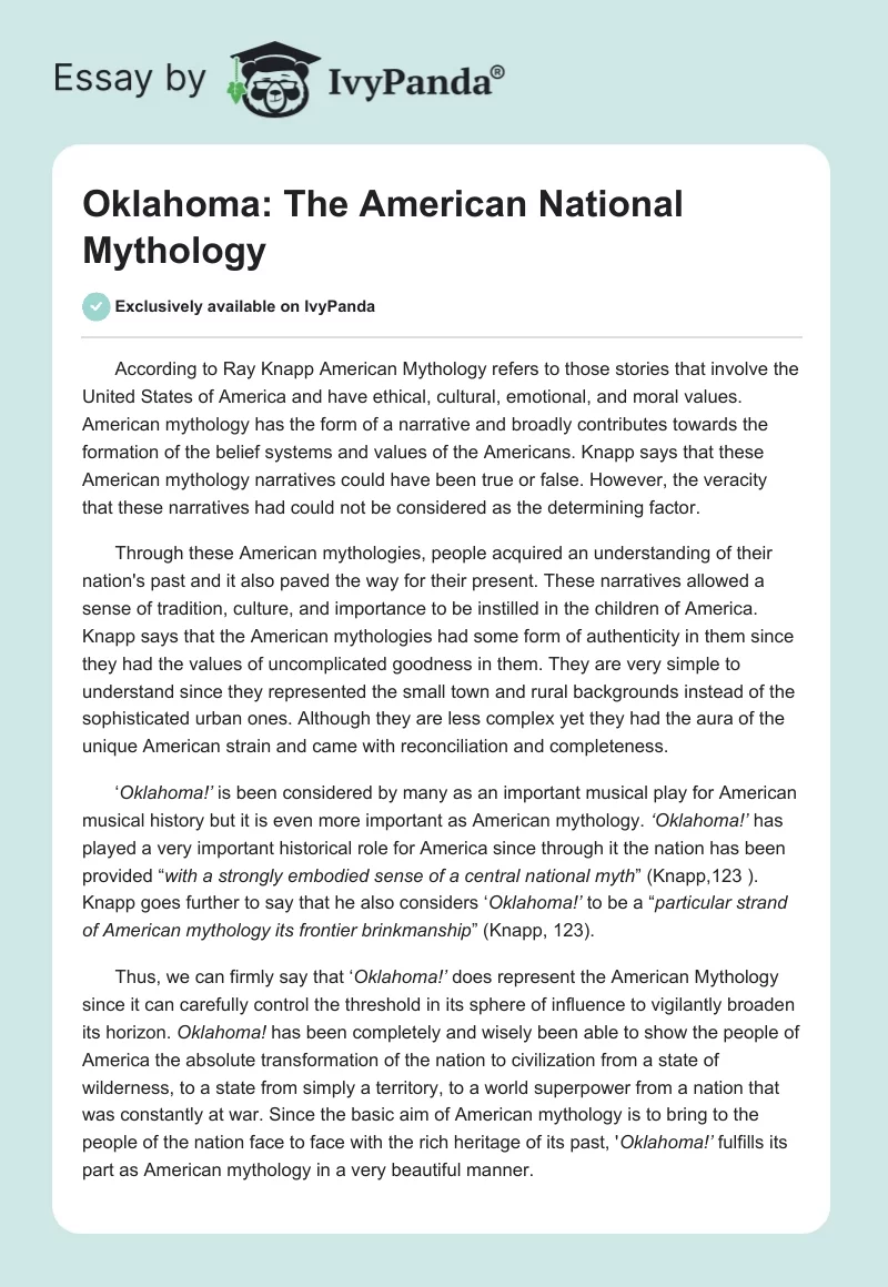 Oklahoma: The American National Mythology. Page 1