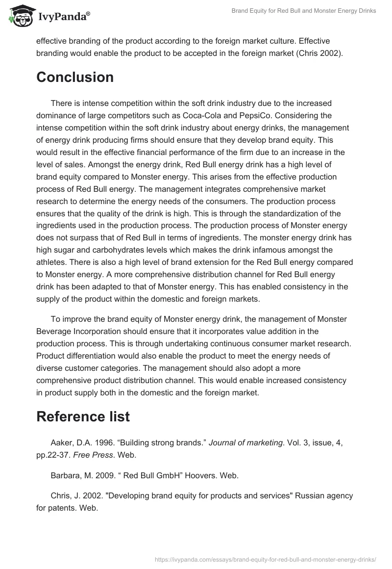 Brand Equity for Red Bull and Monster Energy Drinks. Page 5