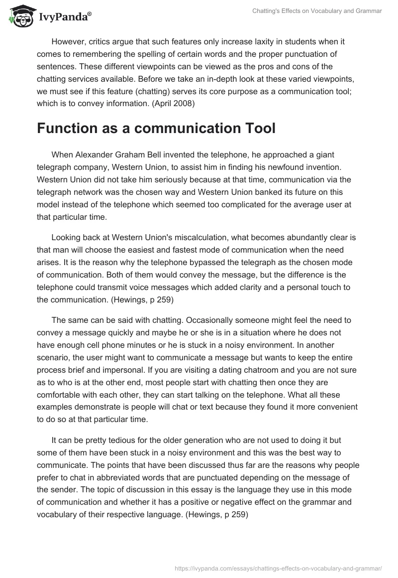 Chatting's Effects on Vocabulary and Grammar. Page 2