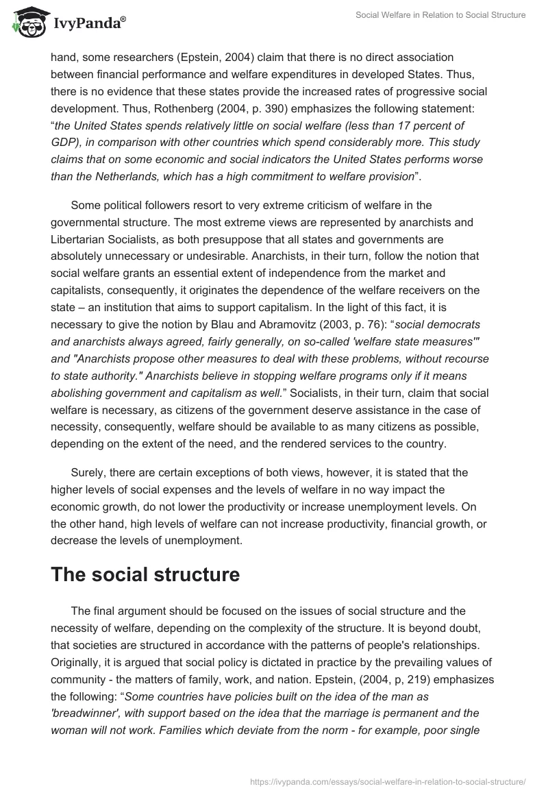 Social Welfare in Relation to Social Structure. Page 3