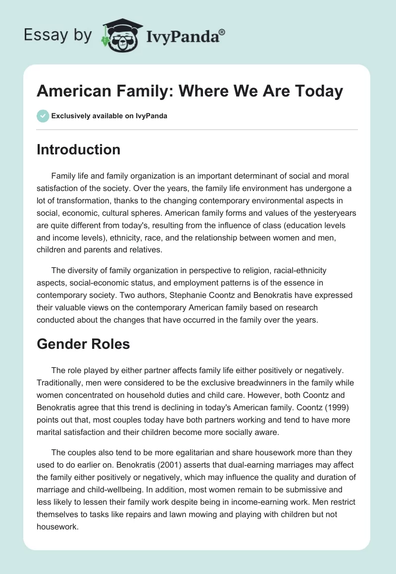 American Family: Where We Are Today. Page 1