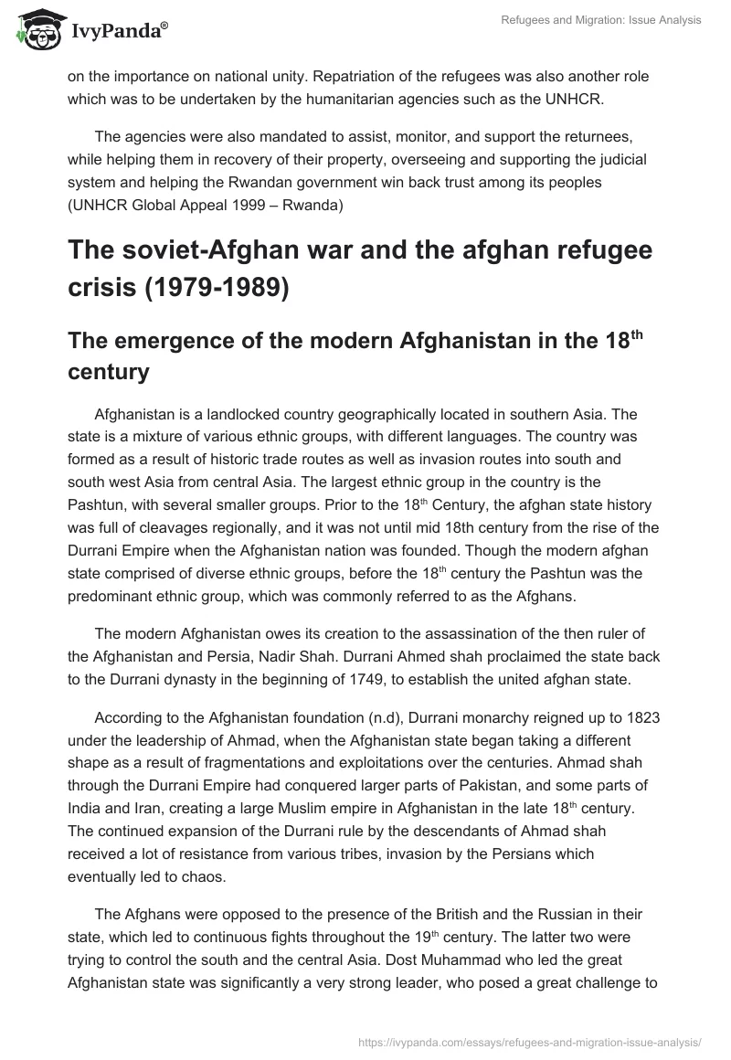 Refugees and Migration: Issue Analysis. Page 4