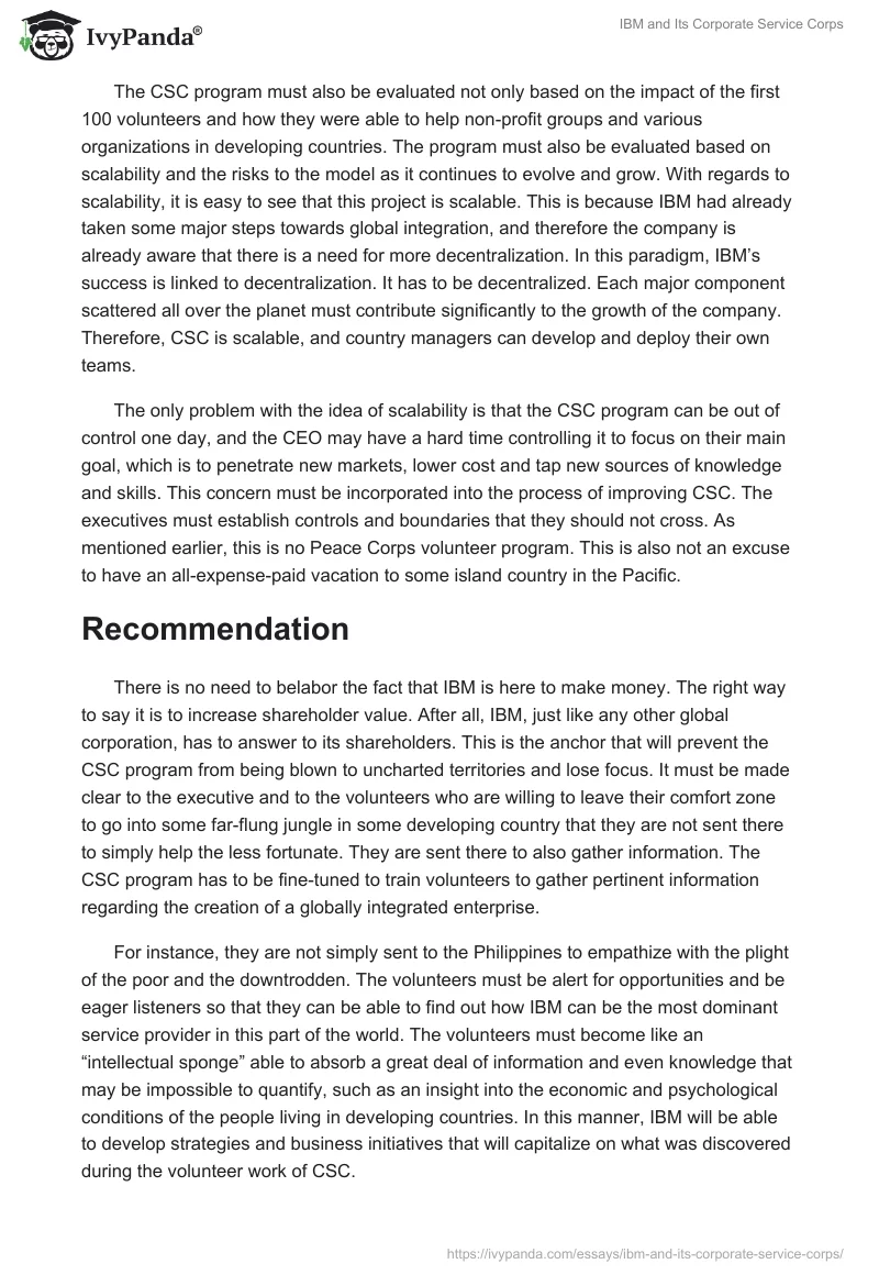 IBM and Its Corporate Service Corps. Page 4
