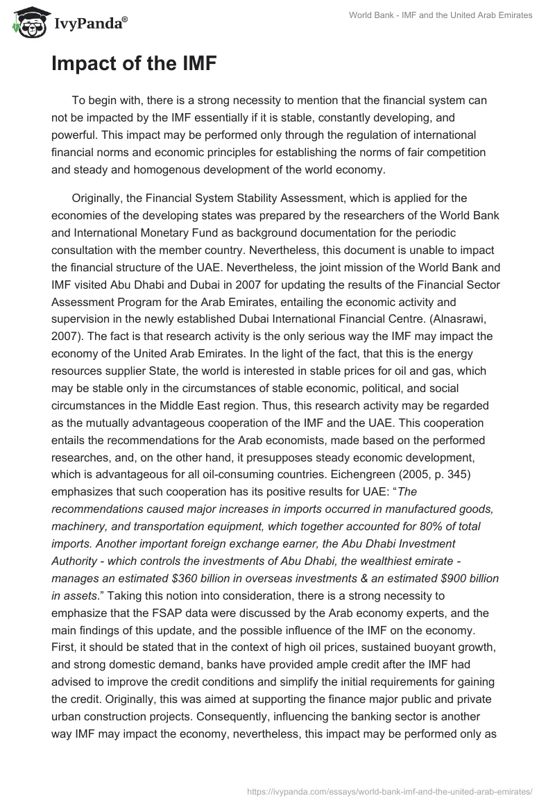 World Bank - IMF and the United Arab Emirates. Page 2