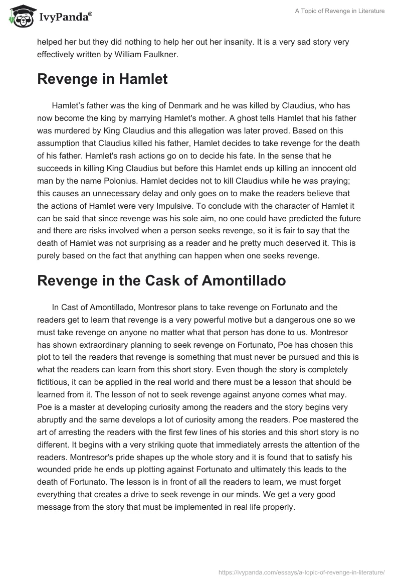 A Topic of Revenge in Literature. Page 2