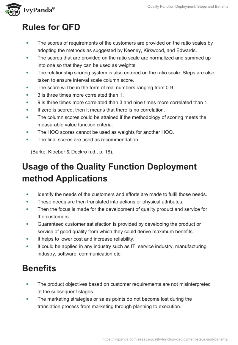 Quality Function Deployment: Steps and Benefits. Page 2