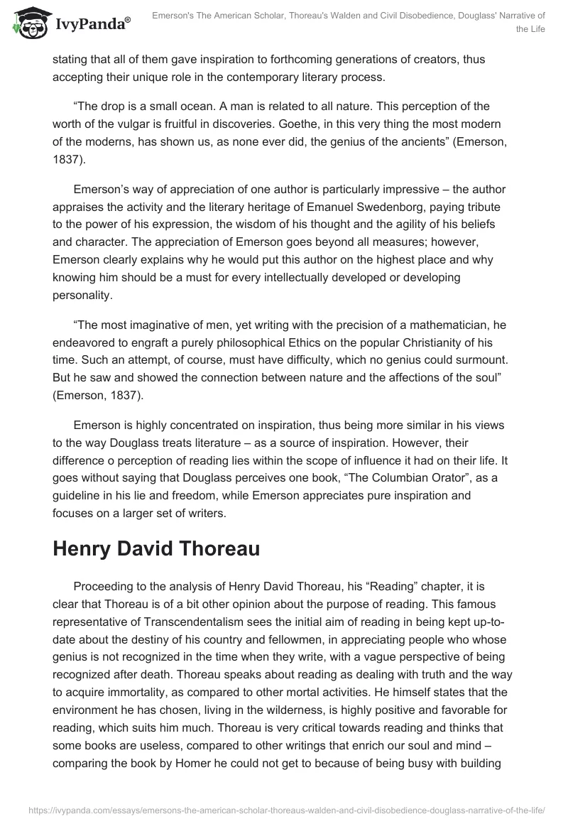 Emerson's The American Scholar, Thoreau's Walden and Civil Disobedience, Douglass' Narrative of the Life‎. Page 5
